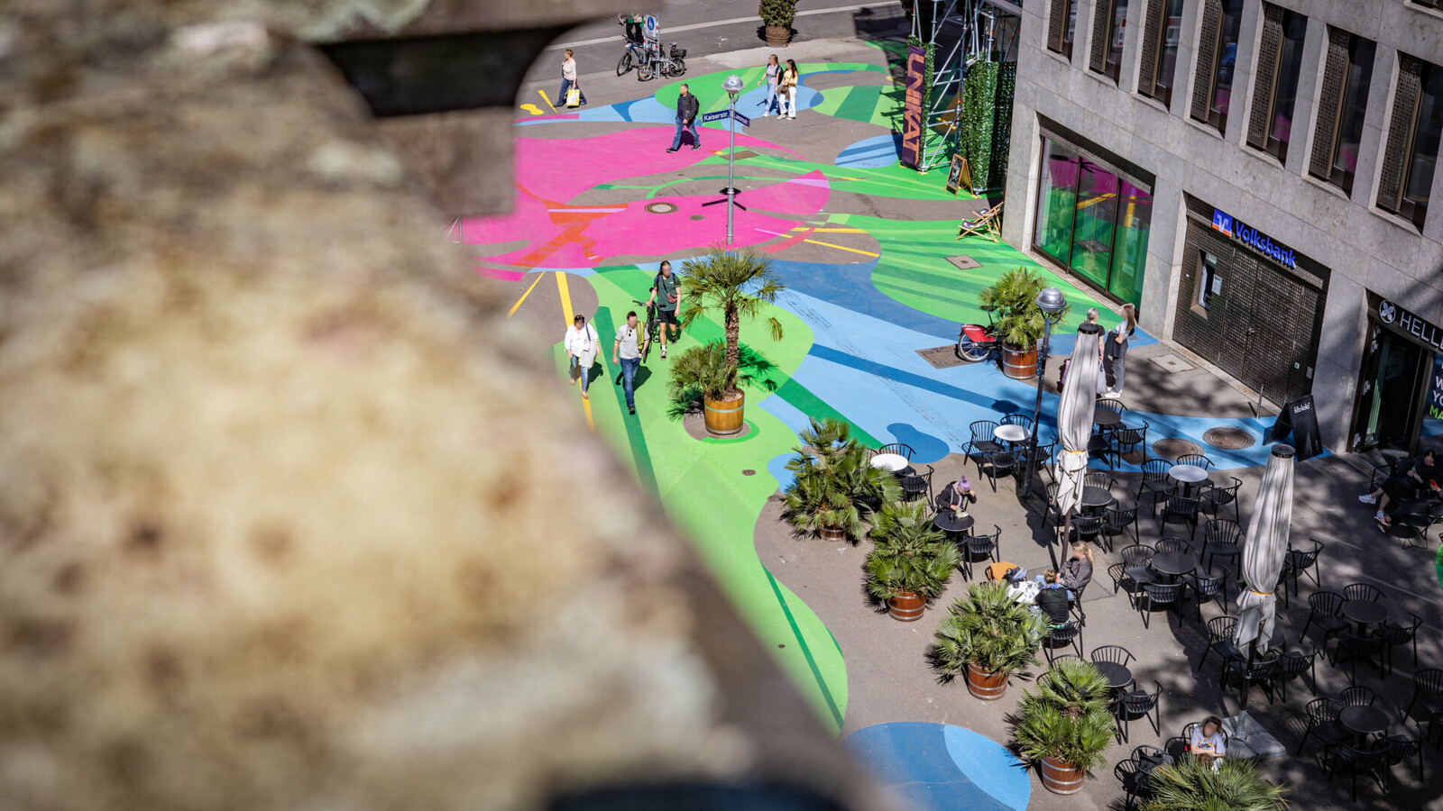 Perspective from above on the floor painting in Karlsruhe city center 2024