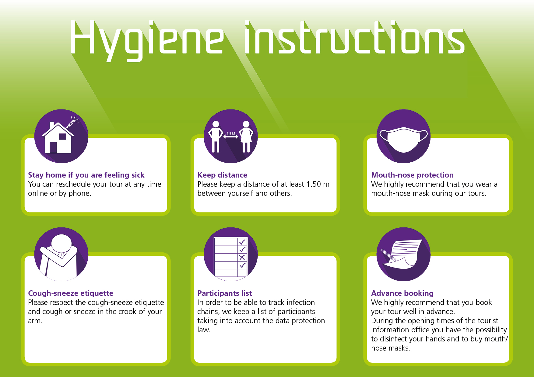Hygiene Instructions Tours
